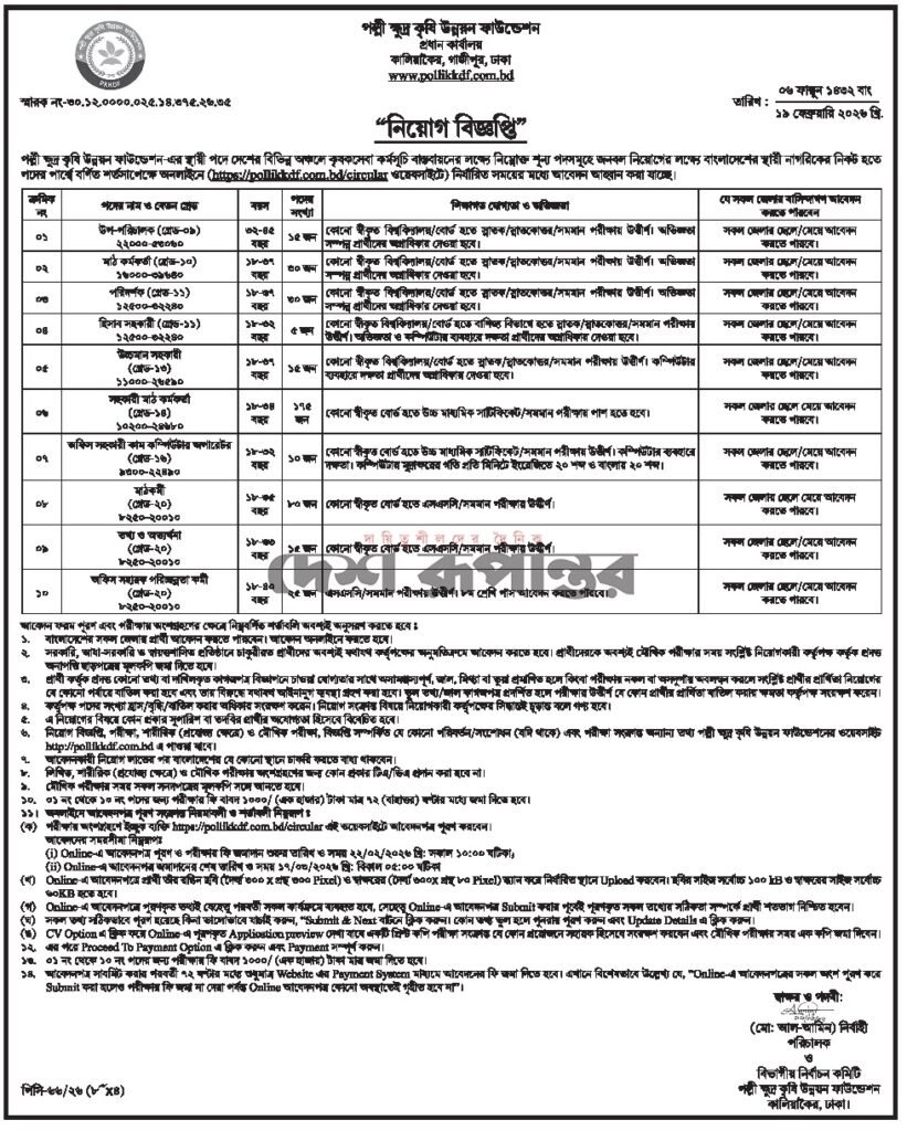 Pollikkdf Job Circular 2026